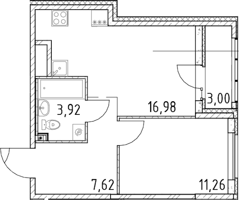 1-комнатная квартира 39.78 м², 10/23 эт., ЖК «Город Первых»